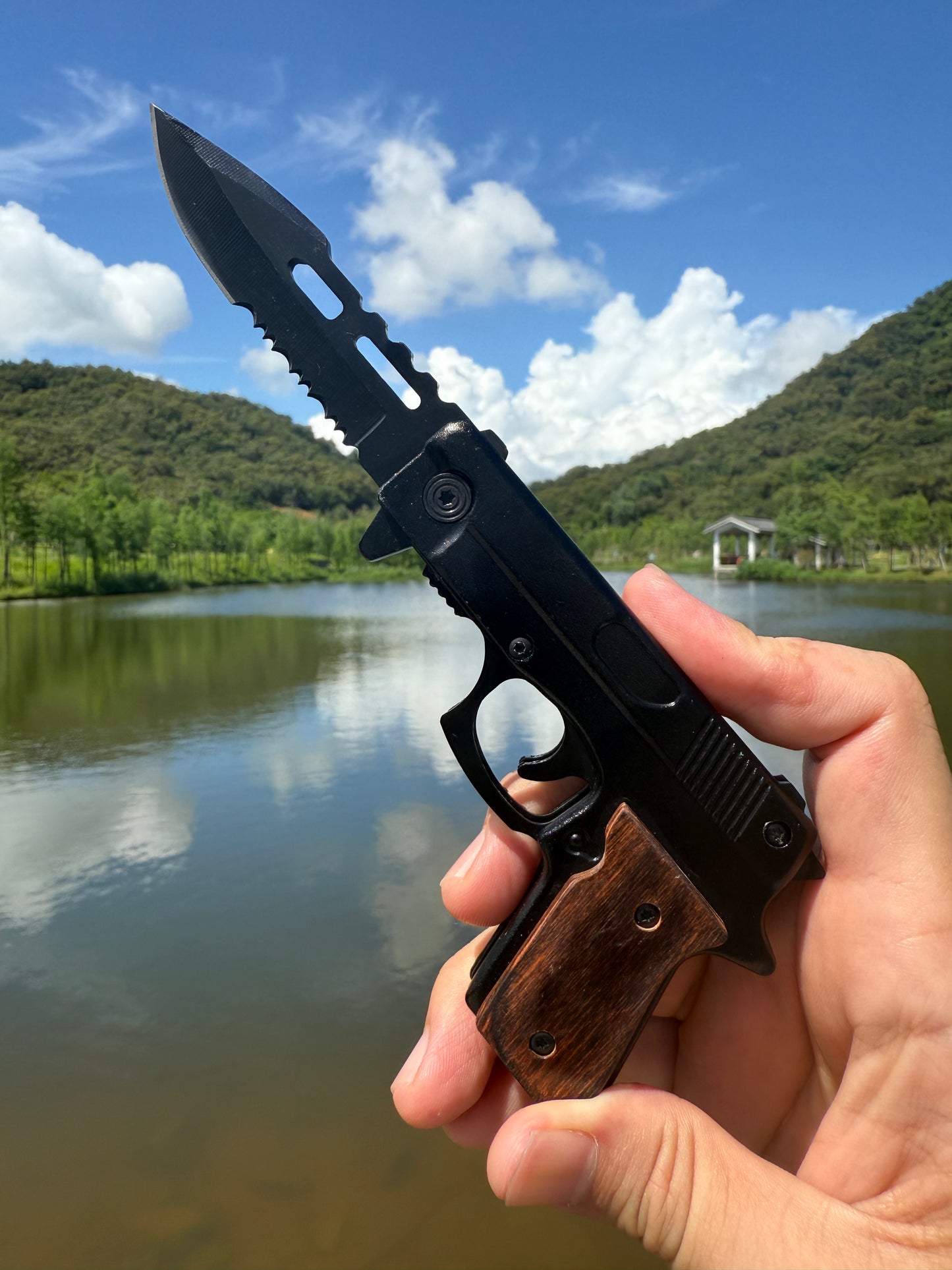 Tactical Gun-Inspired Folding Knife